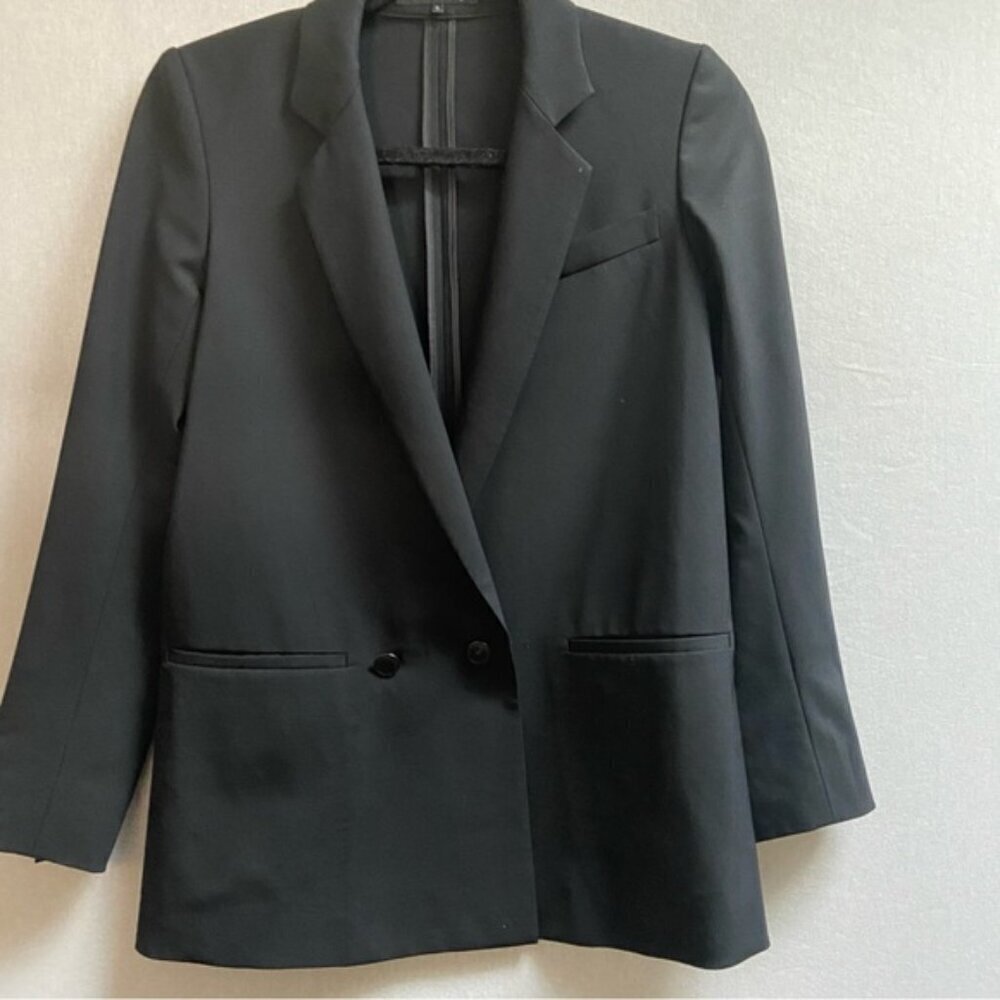 Theory Classic Tailored Double Breasted Blazer Jacket Coat Black Size 0